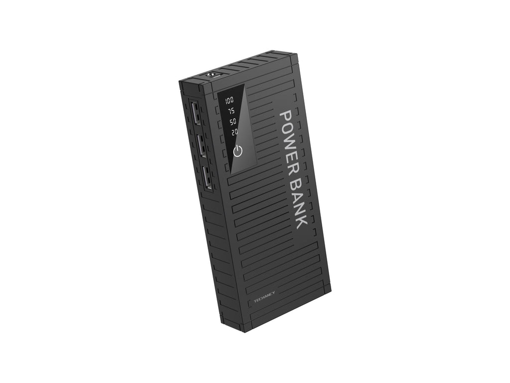 Techancy 5000mAh Power Bank (Black) TF2780 – 2A Fast Charging, 3 USB Outputs for Mobile Phones/Tablets.