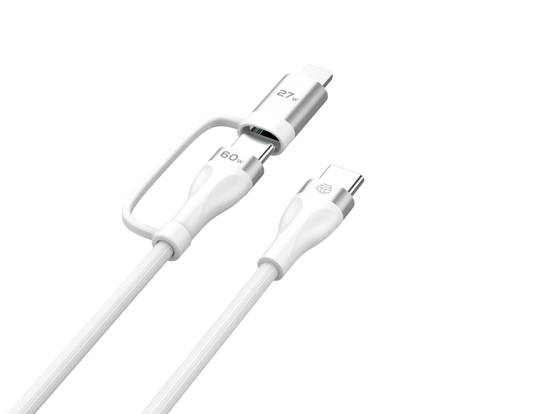 Techancy TB1744 2-in-1 Fast Charging Cable (1m): 60W USB-C to USB-C and 27W USB-C to Lightning – Durable Multi-Device Cable
