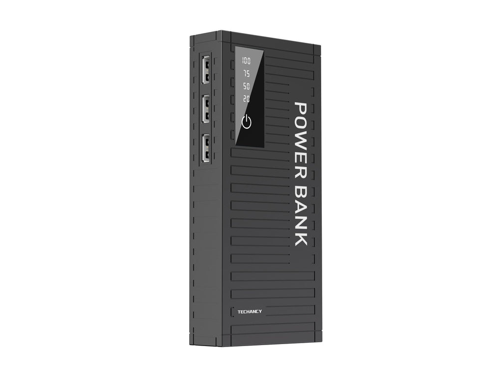 Techancy 5000mAh Power Bank (Black) TF2780 – 2A Fast Charging, 3 USB Outputs for Mobile Phones/Tablets.