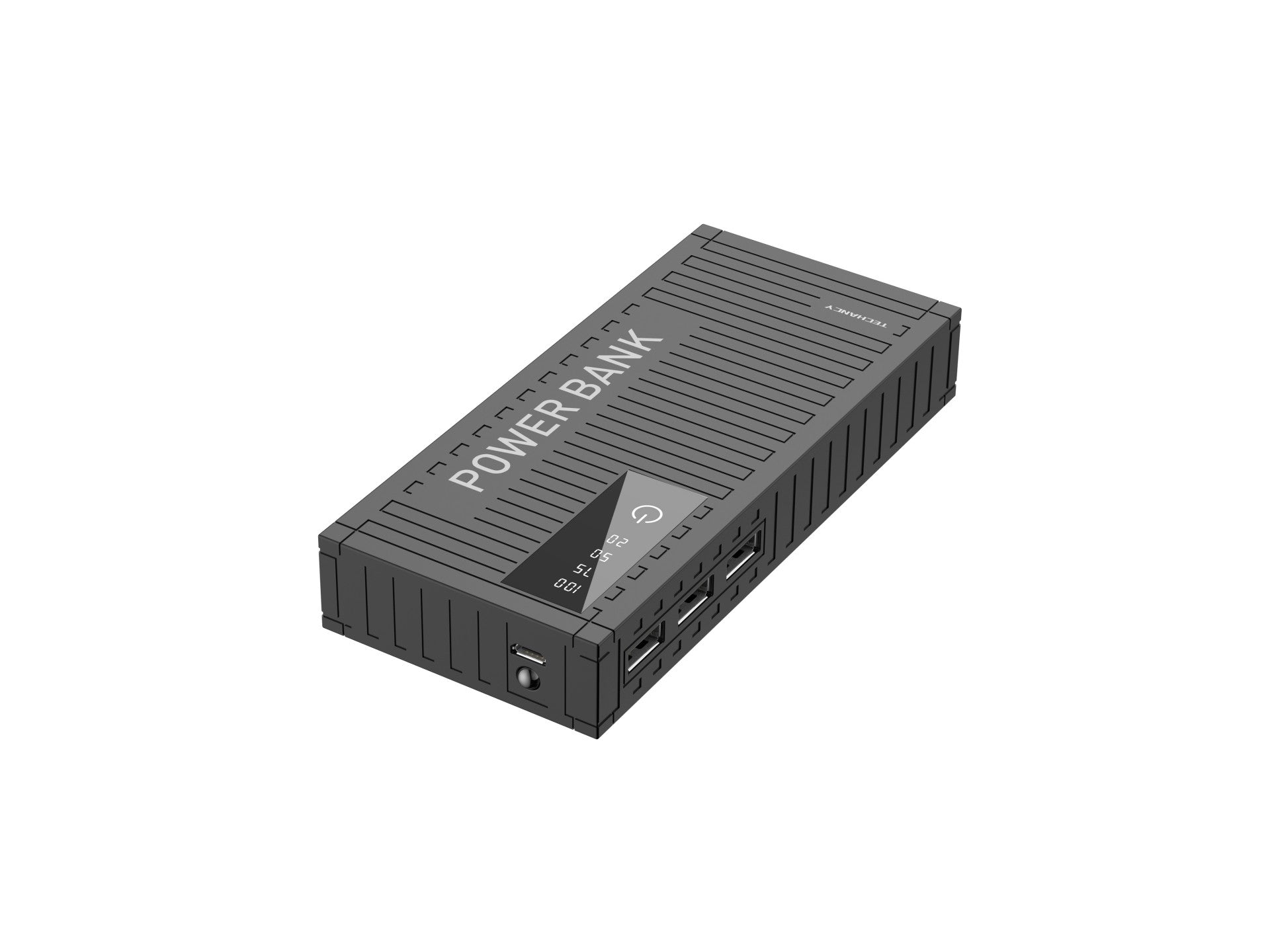 Techancy 5000mAh Power Bank (Black) TF2780 – 2A Fast Charging, 3 USB Outputs for Mobile Phones/Tablets.