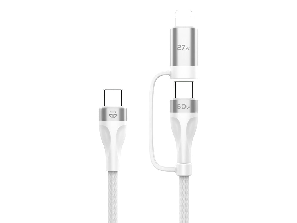 Techancy TB1744 2-in-1 Fast Charging Cable (1m): 60W USB-C to USB-C and 27W USB-C to Lightning – Durable Multi-Device Cable