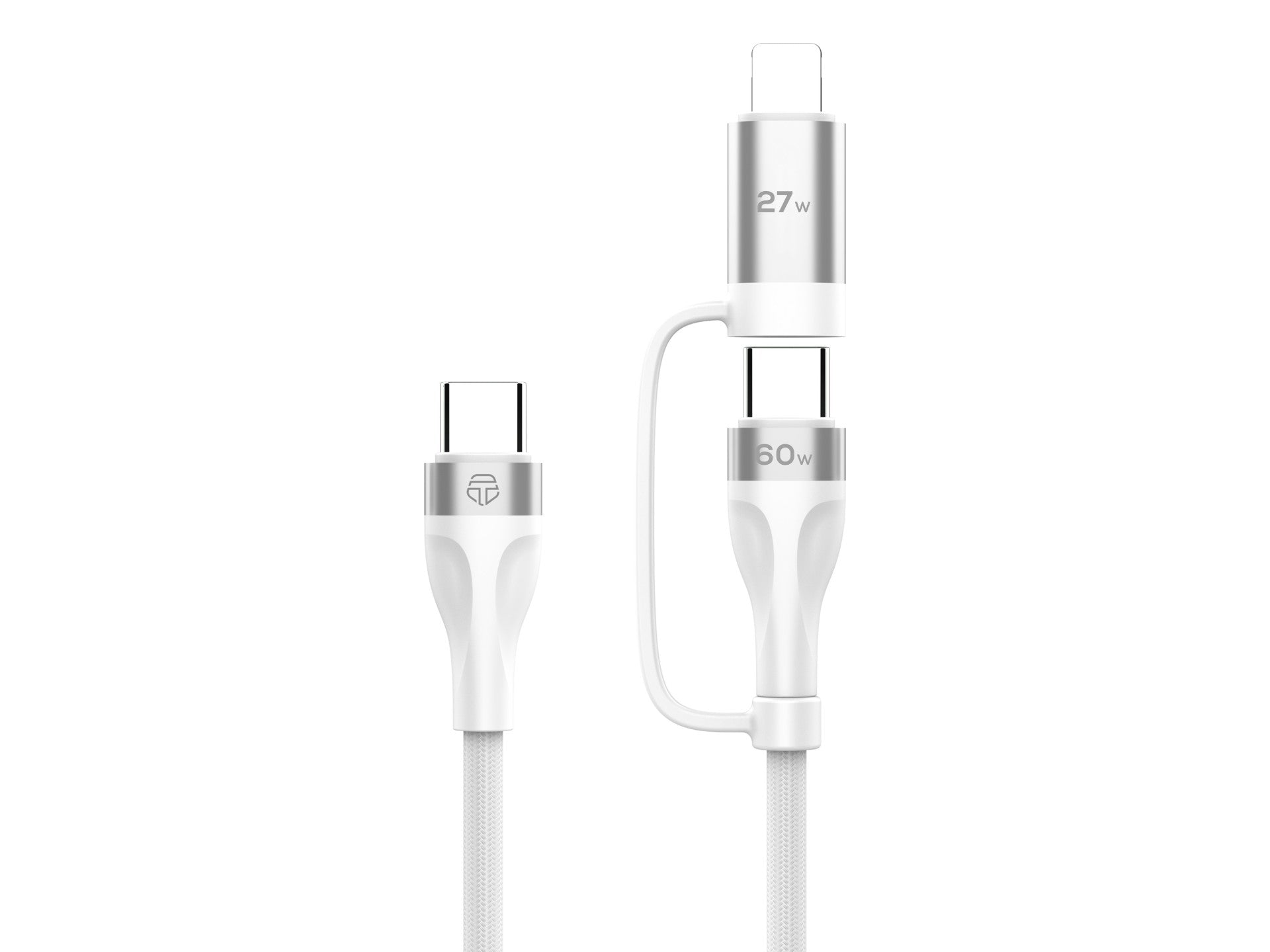 Techancy TB1744 2-in-1 Fast Charging Cable (1m): 60W USB-C to USB-C and 27W USB-C to Lightning – Durable Multi-Device Cable