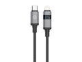 Techancy USB-C to Lightning Cable TB1801, 27W, 1.5m Black, LED Power Display, Aluminum Connector, Braided Cable